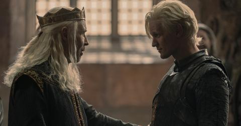 (L-R) Paddy Considine as Viserys Targaryen, Matt Smith as Daemon Targaryen