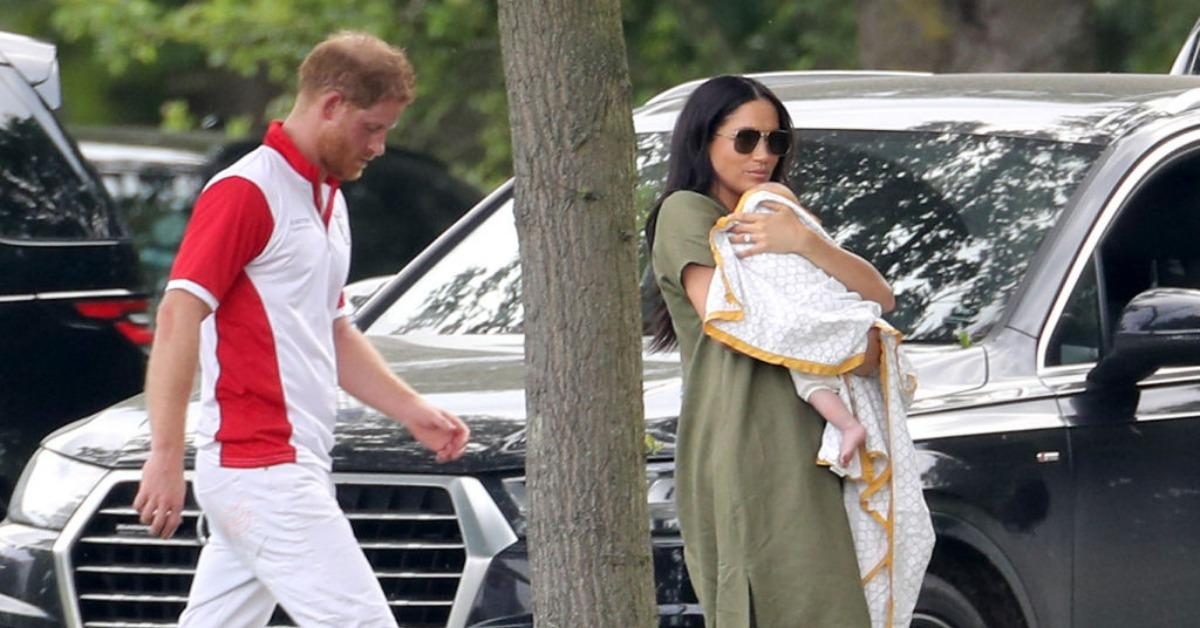 Prince Harry, Meghan, and Archie attend The King Power Royal Charity Polo Day at Billingbear Polo Club on July 10, 2019 in Wokingham, England