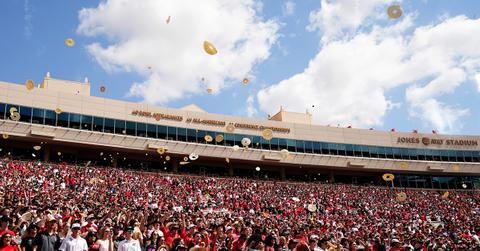 Fans throwing tortillas during a Texas Tech game.