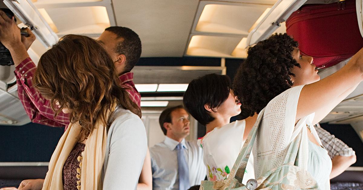 Passengers boarding a plane