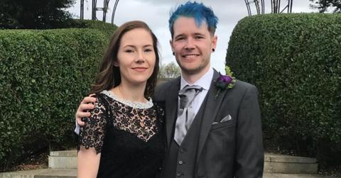 DanTDM and his wife Jemma pose at a wedding