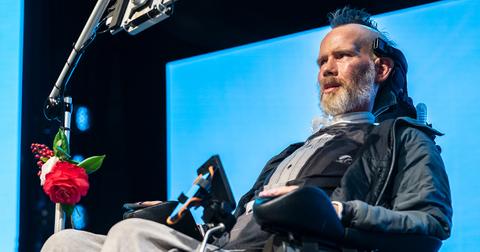 Steve Gleason addressing a crowd at a gala hosted by Team Gleason.