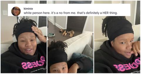 woman showered with dog