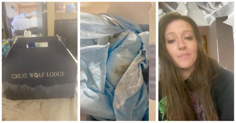 A woman received a Great Wolf Lodge games pack with soiled adult diaper