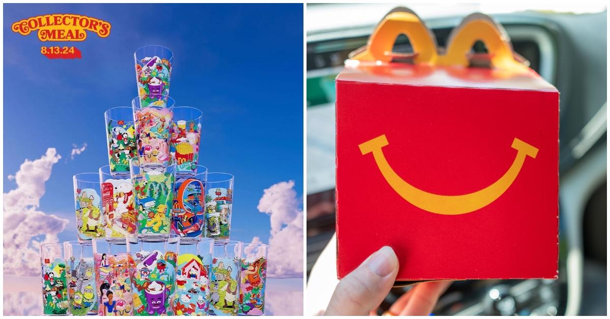 (l-r): McDonald's Collector Cups/A stock image of a Happy Meal