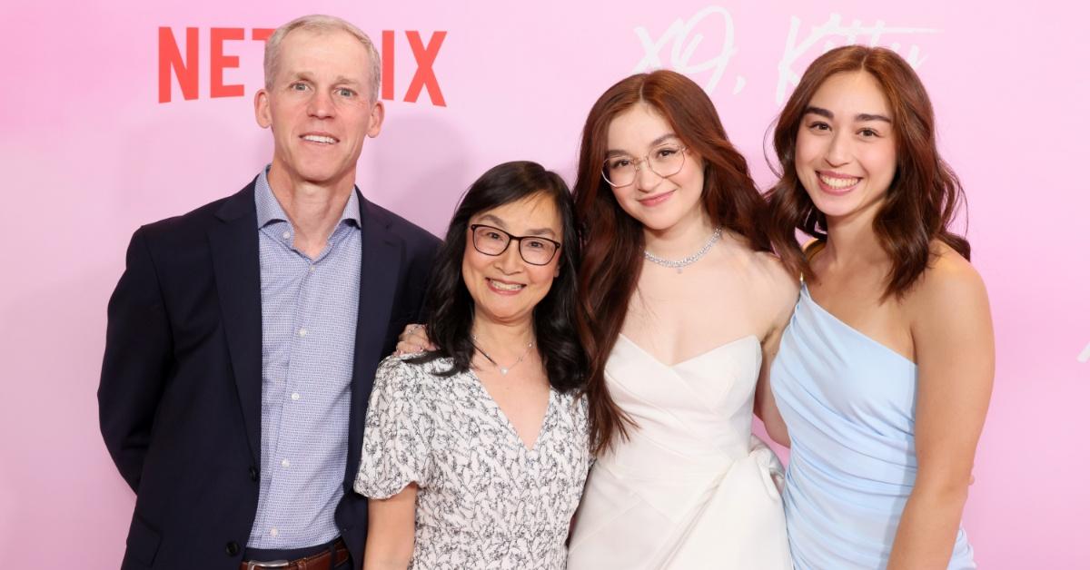 Jamie Cathcart, Mamie Cathcart, Anna Cathcart, and Sara Cathcart at the premiere of 'XO, Kitty' on May 11, 2023