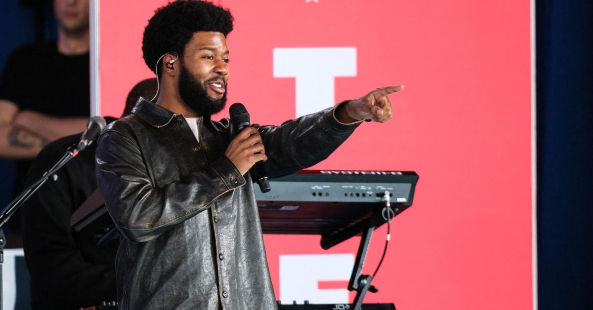 Khalid performing at a 2024 Kamala Harris campaign event.