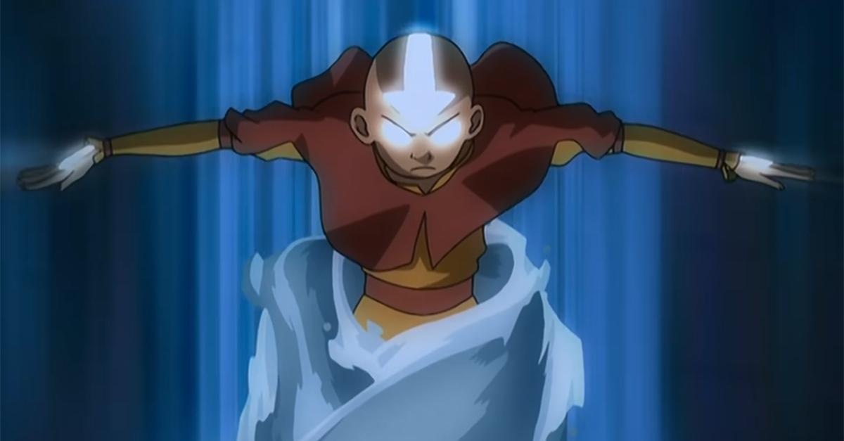 Aang's arrows glow in the Avatar State