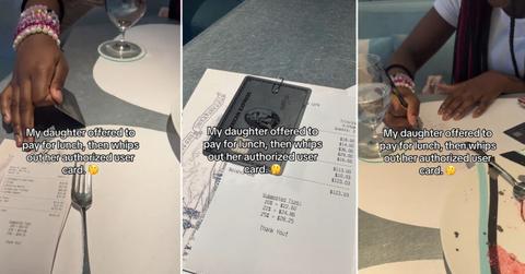 A daughter used her mom's credit card to pay for their lunch