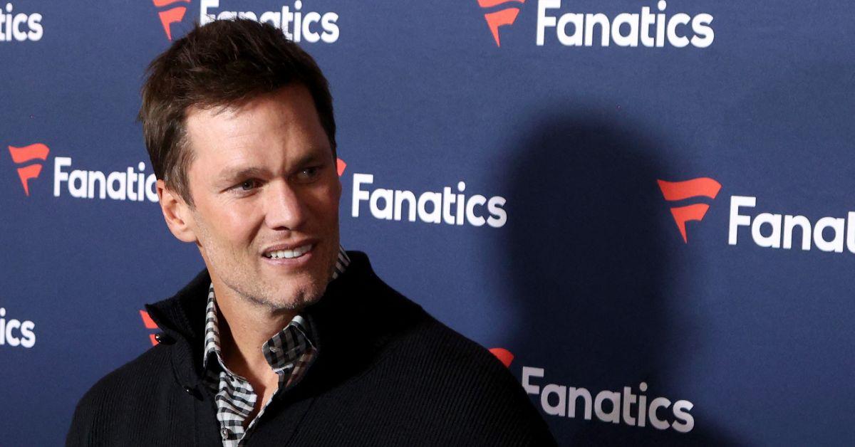 Tom Brady at a Fanatics Super Bowl party in 2024. ]