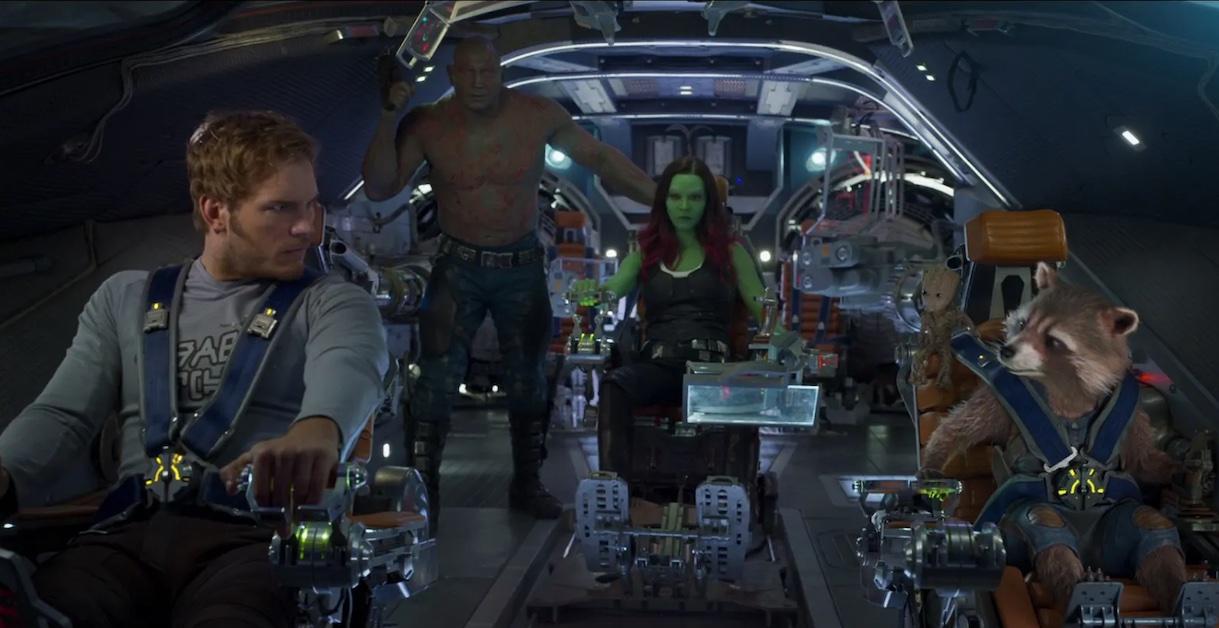 Star-Lord, Drax, Gamora, Baby Groot, and Rocket in 'Guardians of the Galaxy, Vol. 2'