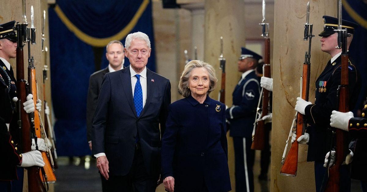 Bill Clinton and Hilary Clinton at Trump's swearing-in ceremony at the Capital. 