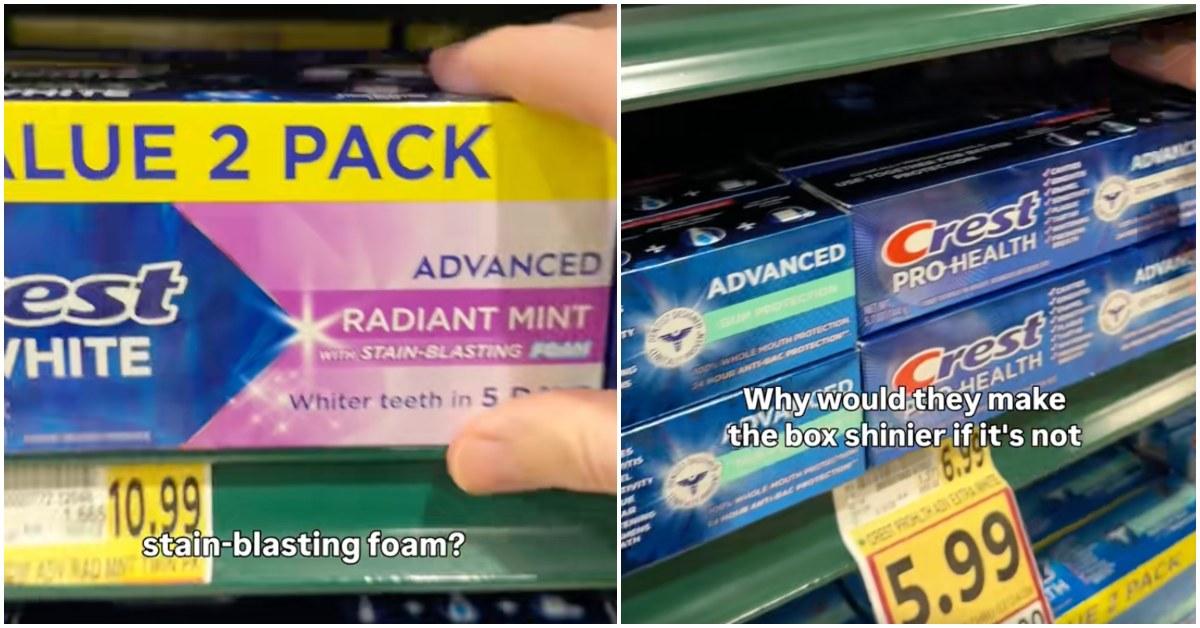 Guy points out just how many different types of toothpastes exist.