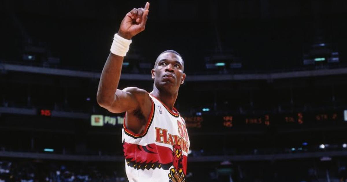 Dikembe Mutombo wags his finger during his playing days with the Atlanta Hawks.