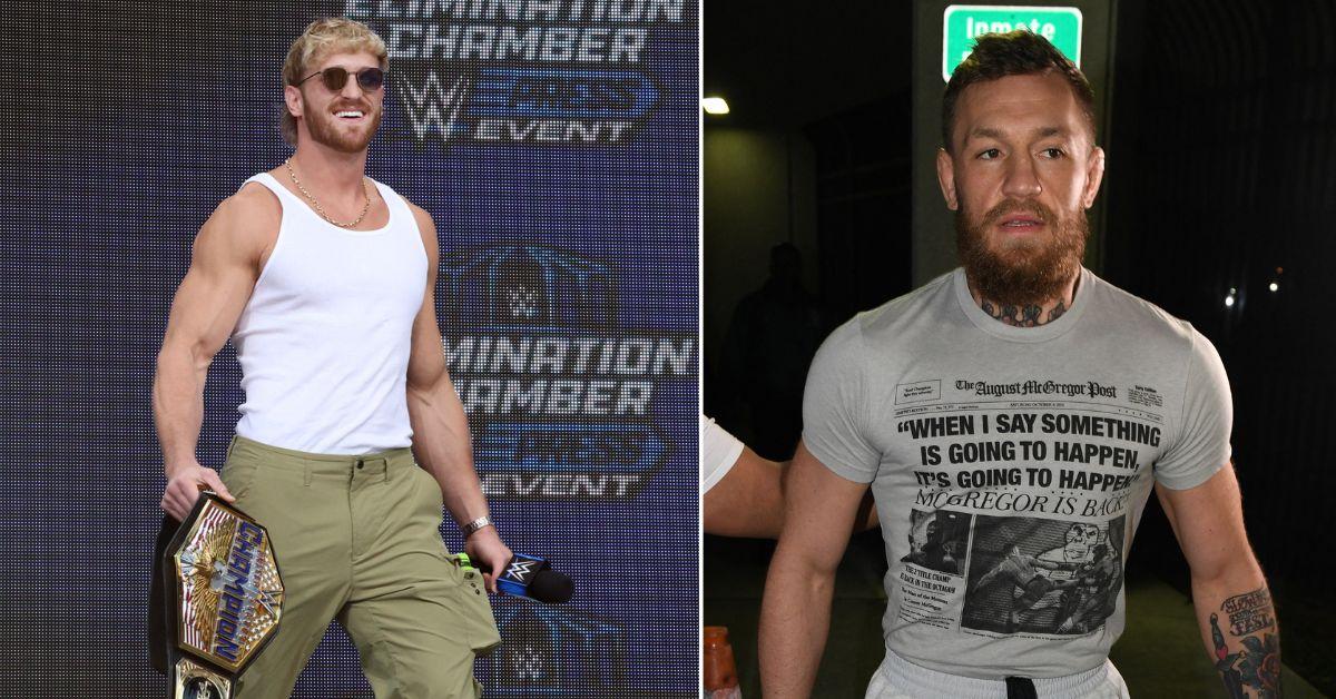 Logan Paul and Conor McGregor in two side-by-side images. 