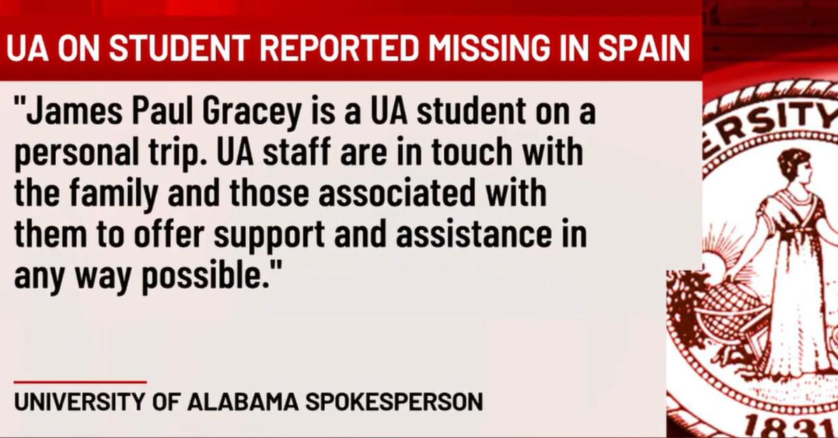 The University of Alabama releases a statement about James Gracey. 