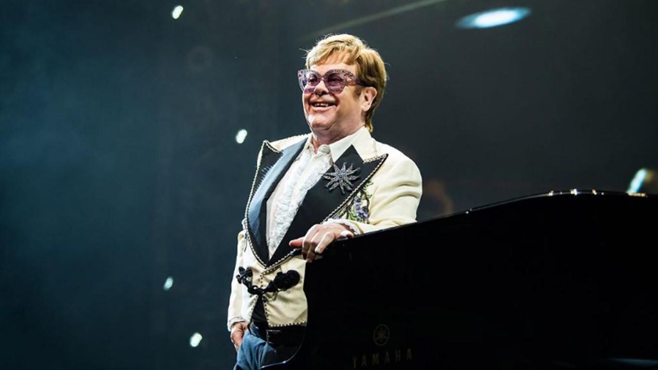 Elton John on stage in Copenhagen during his farewell tour