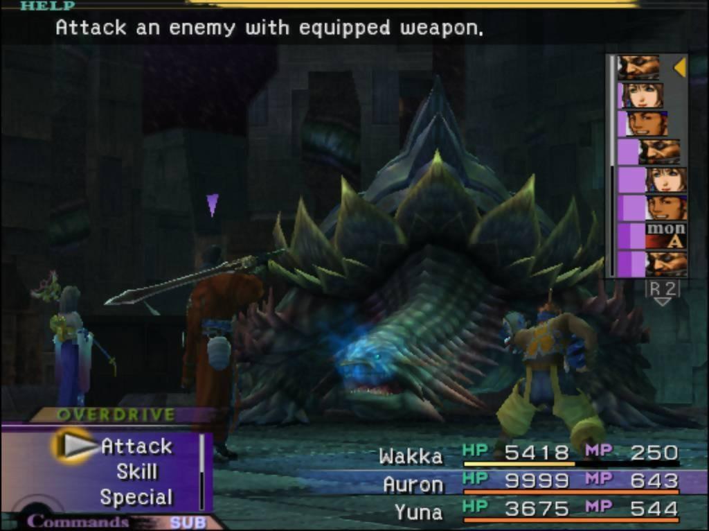 A battle scene from Final Fantasy X.