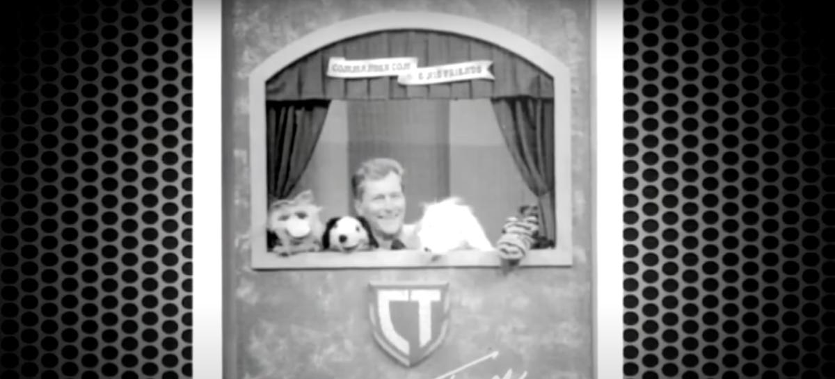 Tom Jolls with puppets on the 'Commander Tom Show'