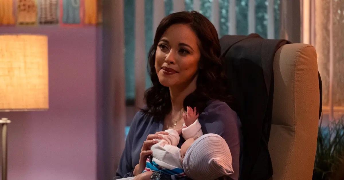 Baez and her baby on 'Blue Bloods'