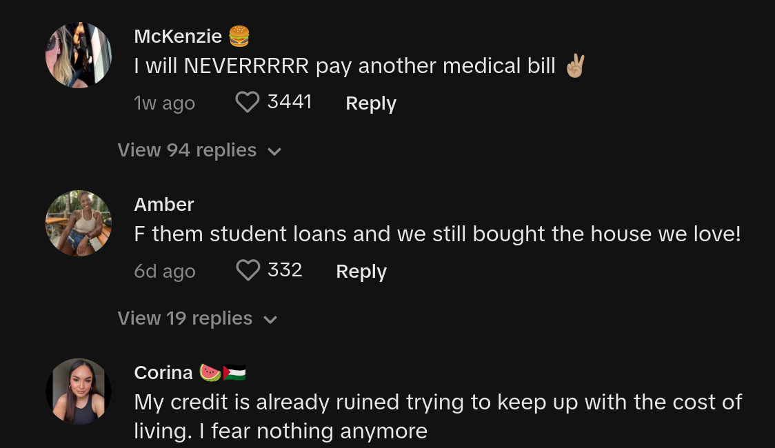 never payiing back loans