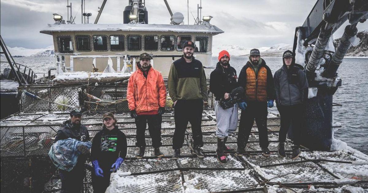 Sean Dwyer stands at center with the rest of his crew on the F/V Elinore J