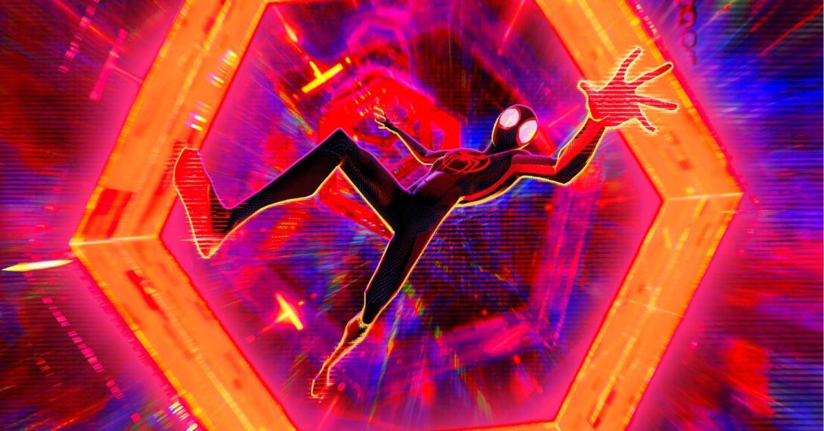 Miles Morales following through an interdimensional portal. 