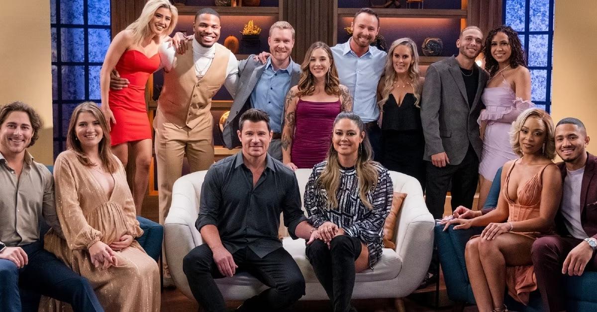 'The Ultimatum' cast from Season 1 with hosts Nick and Vanessa Lachey during the reunion