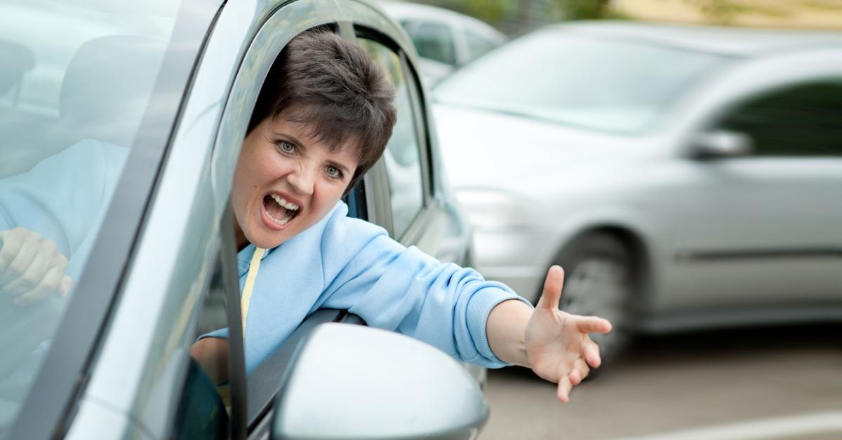 angry woman driver shouts picture id