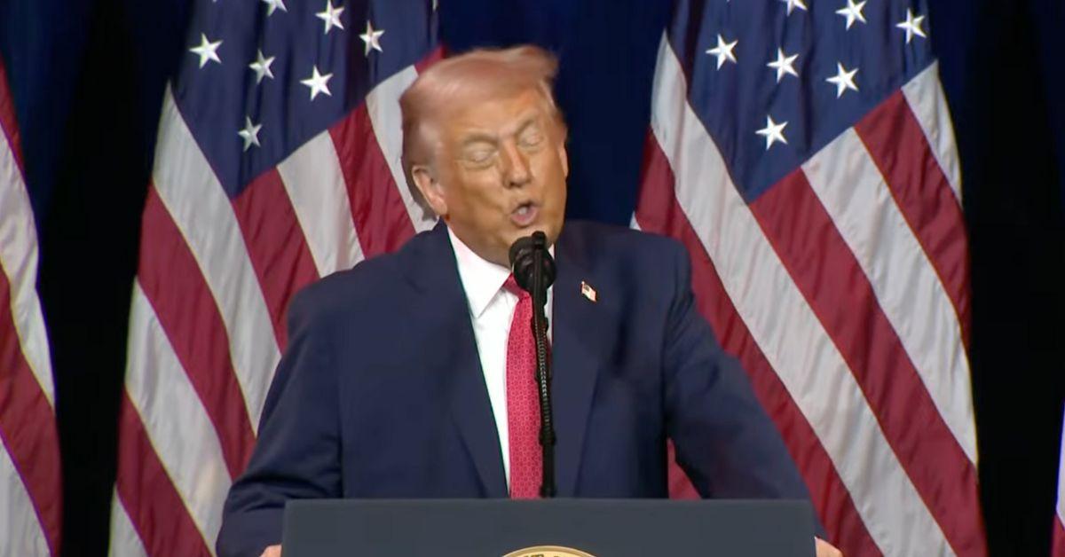 Donald Trump speaking at the Kennedy Center in January of 2026. 