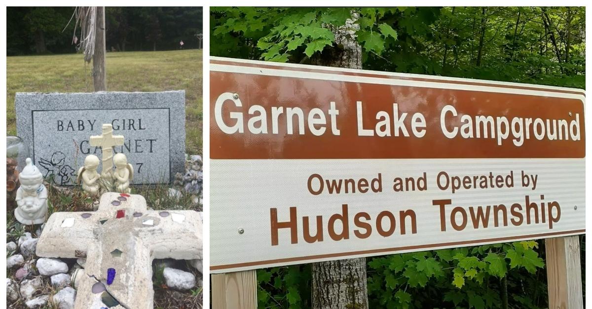 (L-R): Baby Garnet grave; Garnet Lake Campground sign