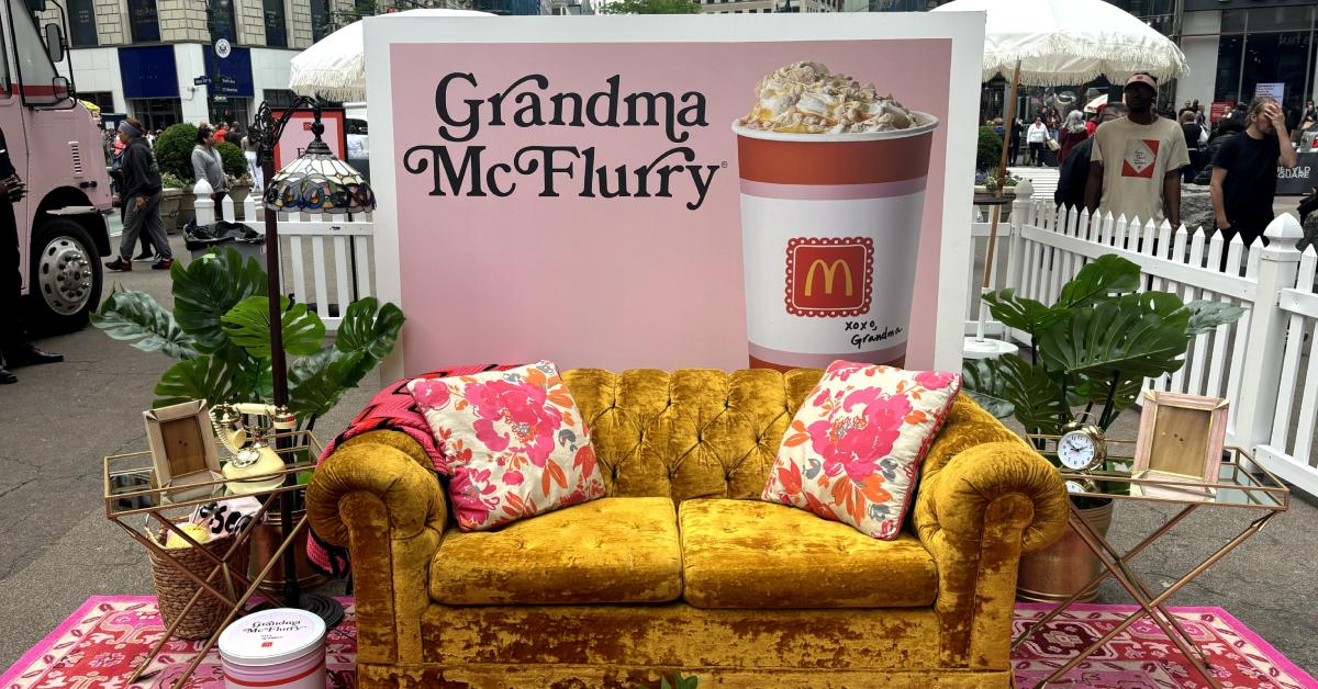 A cute photo op at the Grandma's McFlurry Mobile!