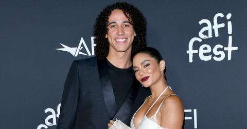 Cole Tucker and Vanessa Hudgens at the premiere of 'tick, tick…BOOM!' on Nov. 10, 2021.