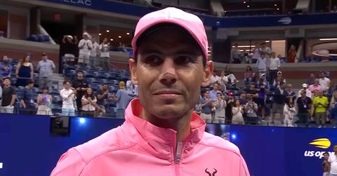 Rafael Nadal wears pink at the 2022 US Open.
