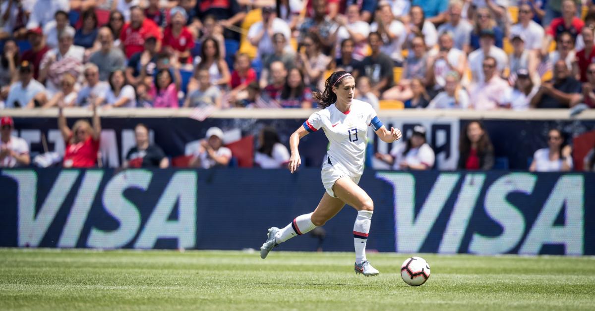 Alex Morgan handling the ball in 2019