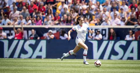 Alex Morgan handling the ball in 2019