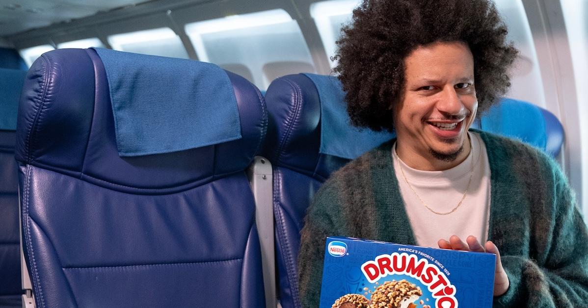 Eric Andre with the Drumstick ice creams