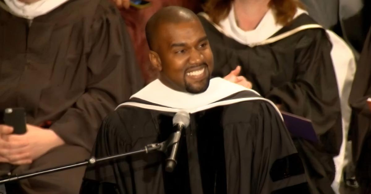 Kanye West speaks while being awarded an honorary doctorate from the School of the Art Institute of Chicago (SAIC) in 2015.