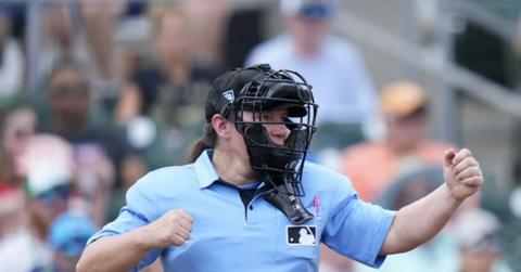 Jen Pawol making a call during the Aug. 10th game.