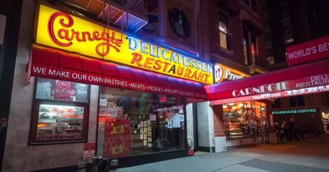 The outside of the Carnegie Deli