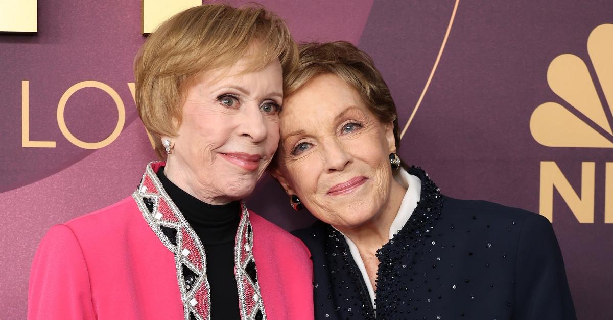  Carol Burnett (L) and Julie Andrews arrive at NBC's 'Carol Burnett: 90 Years of Laughter + Love' Birthday Special