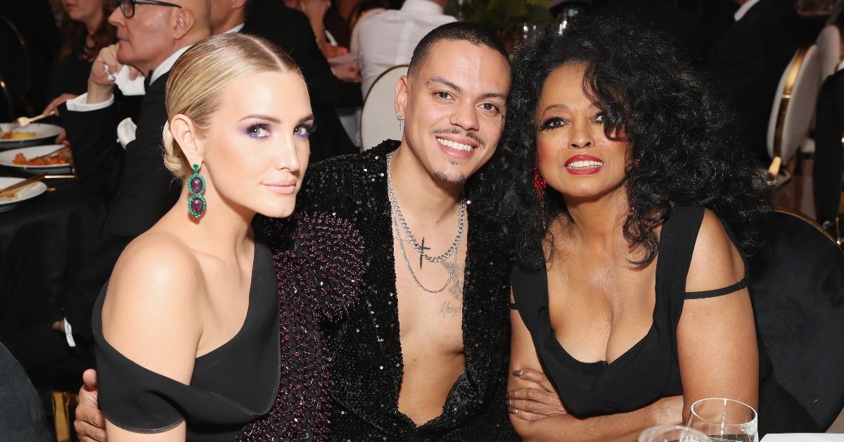 Ashlee Simpson, Evan Ross, and Diana Ross attend the 27th annual Elton John AIDS Foundation Academy Awards Viewing Party in 2019.