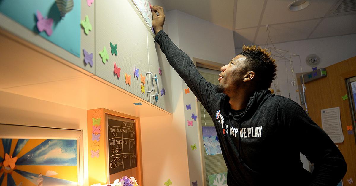 Marcus Smart at Boston Children's Hospital. 