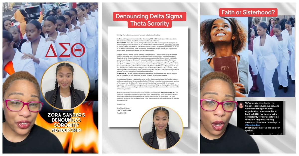 TikTok video about Zora Sanders denouncing her membership from Delta Sigma Theta