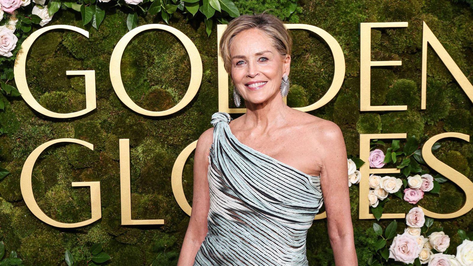 Sharon Stone at the 2025 Golden Globes. 