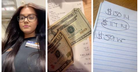 A server at Texas Roadhouse shows what she made during a shift