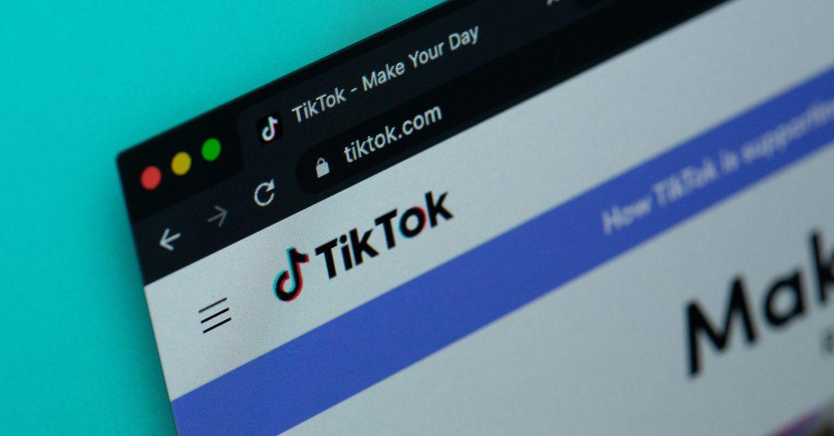 TikTok homepage on a computer screen.