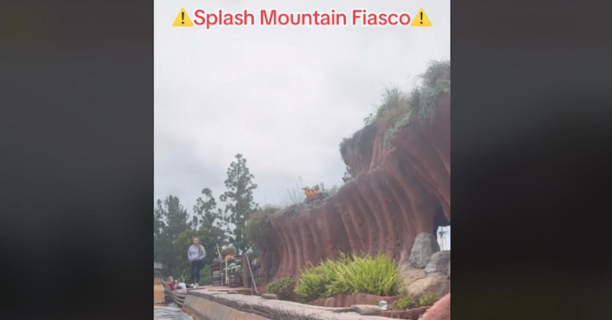 Person jumping off Splash Mountain at Disneyland in May of 2023