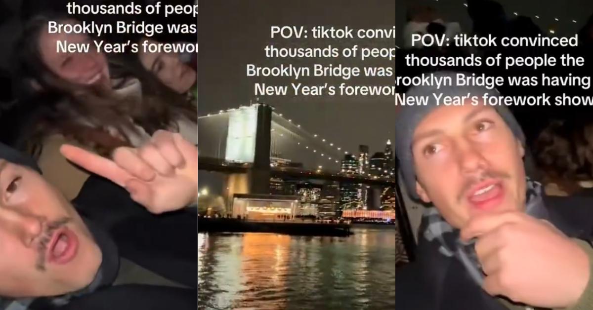TikTokers Fooled by Brooklyn Bridge New Year's Fireworks Post