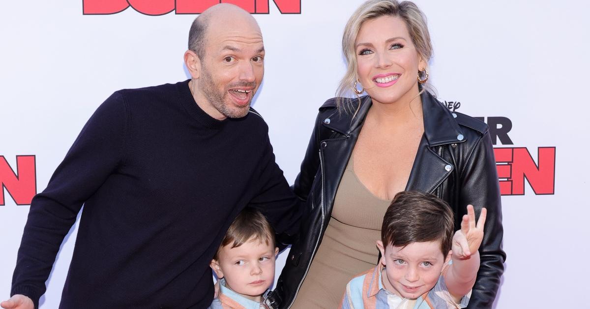 June Diane Raphael and Paul Sheer with their sons at the 'Cheaper by the Dozen (2022)' premiere.